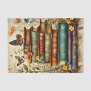 Boeken en vlinders decoupage tissuepapier