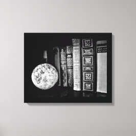 boeken en Wereldbol Canvas Afdruk