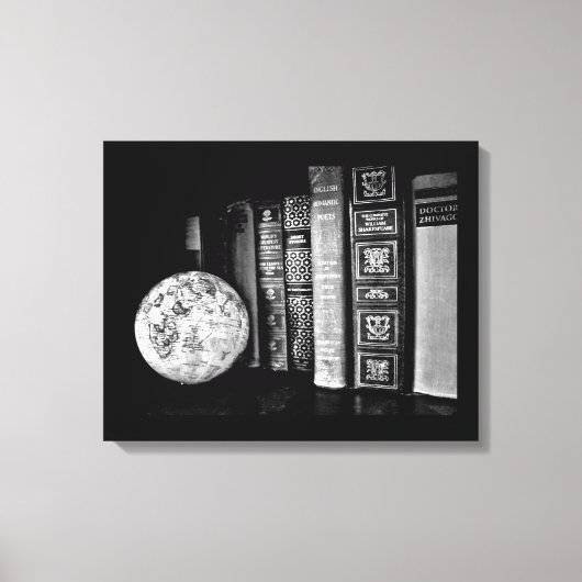 boeken en Wereldbol Canvas Afdruk (Voorkant)