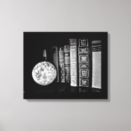 boeken en Wereldbol Canvas Afdruk