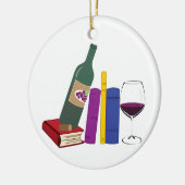 Boeken en wijn keramisch ornament (Links)