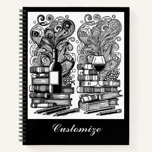 Boeken en wijn kleur me doedel (Voorkant)