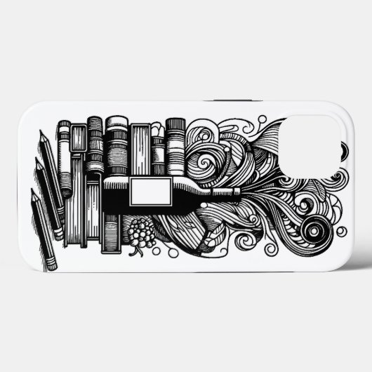 Boeken en wijn kleur me doedel Case-Mate iPhone case (Achterkant (horizontaal))