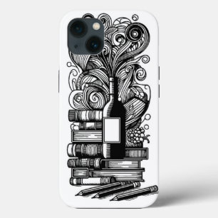 Boeken en wijn kleur me doedel Case-Mate iPhone case