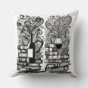 Boeken en wijn kleur me doedel kussen