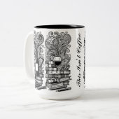 Boeken en wijn kleur me doedel tweekleurige koffiemok (Voorkant links)