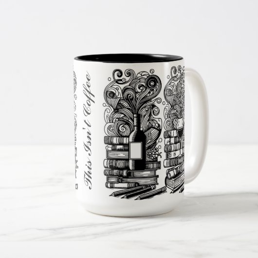 Boeken en wijn kleur me doedel tweekleurige koffiemok (Voorkant rechts)