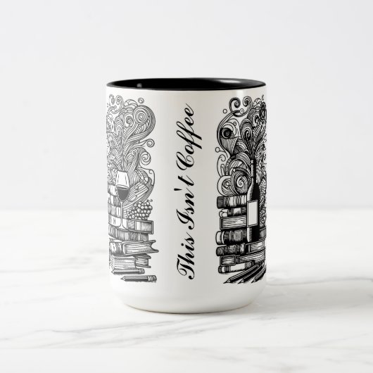 Boeken en wijn kleur me doedel tweekleurige koffiemok (Center)