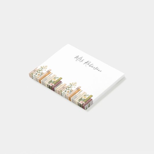 Boeken en Wildbloemen Bibliothecaris Leraar Post-it® Notes (Schuin)