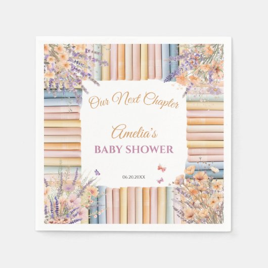  Boeken en Wildflowers Baby shower Servet (Voorkant)