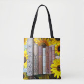 Boeken en zonnebloemen tote bag (Voorkant)