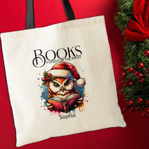 Boeken Eten voor de Mind Owl Boekenliefhebber Tote Bag