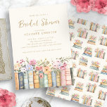 Boeken Floral Bridal Kaart<br><div class="desc">Stap in een wereld waar literatuur bloemenelegantie ontmoet met onze "Books Vrijgezellenfeest" uitnodiging. Deze betoverende uitnodiging toont handgeschilderde waterverf illustraties van boeken omgeven door wilde bloemen, weergegeven in zachte tinten van roze, blauw en groen met gouden accenten. Het ontwerp combineert retro typemachinettertypen met moderne gouden scripts op een ivoren achtergrond,...</div>