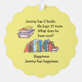 Boeken = Geluk, Liefde om te lezen Ornament Kaart (Achterkant)