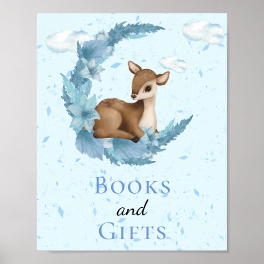 Boeken & Geschenken Maan Kleine Bambi Blauwe Wolke Poster (Voorkant)