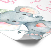 Boeken geschenken roze olifant ballon baby shower  poster (Hoek)