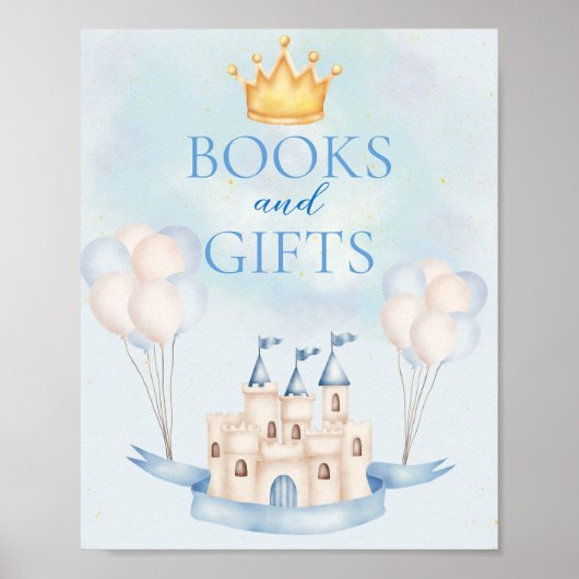 Boeken & Geschenken Sprookje Kasteel Kroon Ballon Poster (Voorkant)