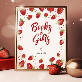 Boeken & Geschenken Tafelteken Baby shower Aardbei Poster