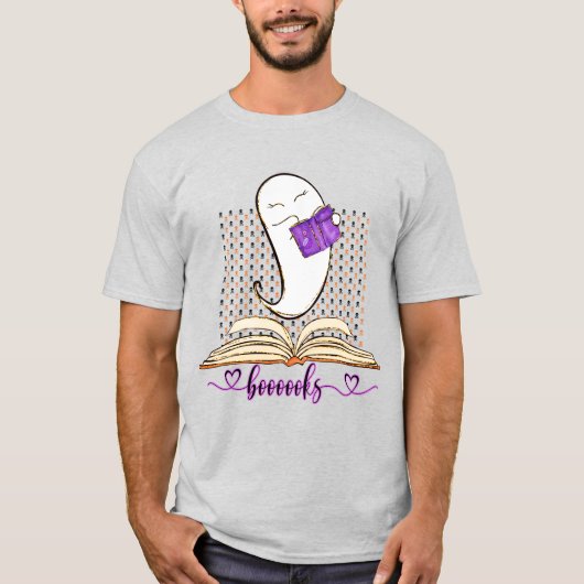 Boeken! Ghost en Book Halloween Reading T-shirt (Voorkant)