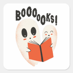 Boeken Halloween Ghosts Book Vierkante Sticker