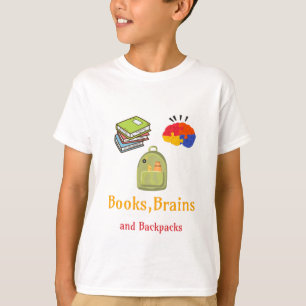 Boeken Hersenen en rugzakken School Begin T-shirt