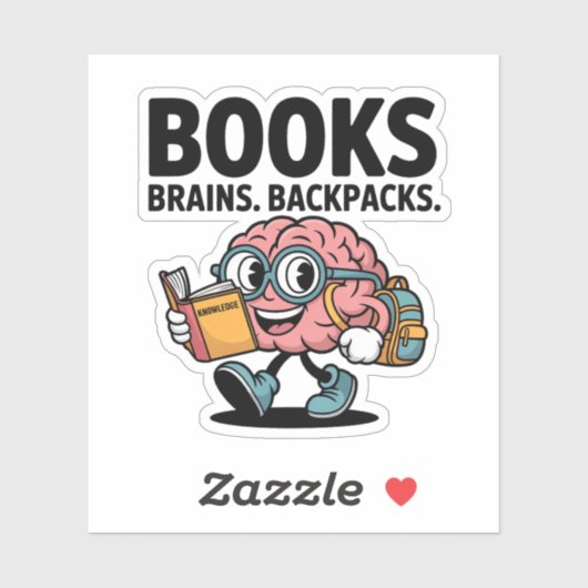 Boeken Hersenen Rugzakken Schattigee School Brain Sticker (Vel)