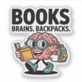 Boeken Hersenen Rugzakken Schattigee School Brain Sticker (Voorkant)