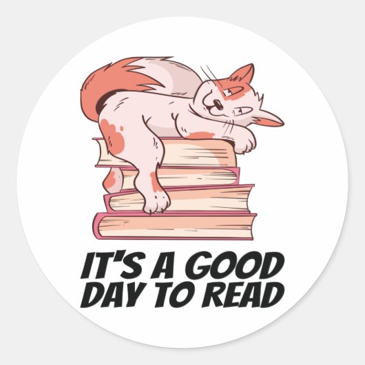 Boeken - Het is een goede dag om te lezen Ronde Sticker (Voorkant)