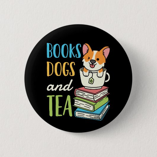 Boeken Honden en thee Ronde Button 5,7 Cm (Voorkant)