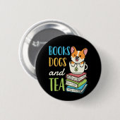 Boeken Honden en thee Ronde Button 5,7 Cm (Voorkant /achterkant)