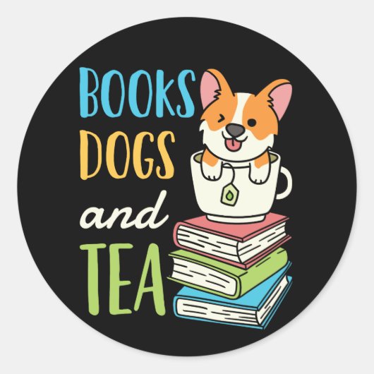Boeken Honden en thee Ronde Sticker (Voorkant)