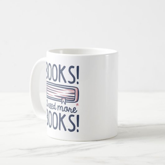 Boeken! Ik heb meer boeken nodig. Koffiemok (Voorkant links)