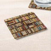 Boeken in de bibliotheek Gift Bag Kartonnen Onderzetters (Schuin)