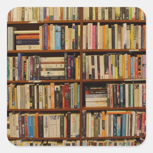 Boeken in de bibliotheek Gift Bag Vierkante Sticker (Voorkant)