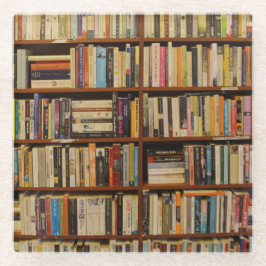 Boeken in de bibliotheek glazen onderzetter