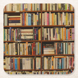 Boeken in de bibliotheek kartonnen onderzetters