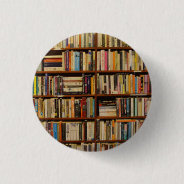 Boeken in de bibliotheek ronde button 3,2 cm