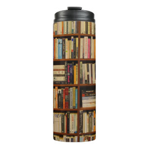 Boeken in de bibliotheek thermosbeker