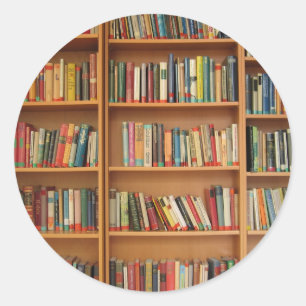 Boeken in de boekenkast ronde sticker