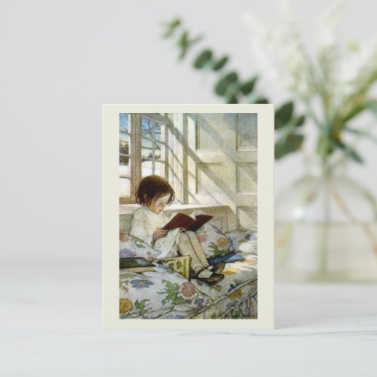 "Boeken in de winter" Briefkaart (Staand voorkant)