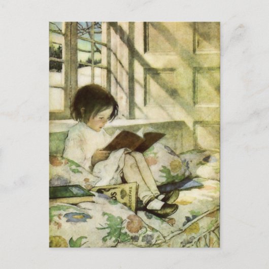 Boeken in de winter door Jessie Willcox Smith Briefkaart (Voorkant)
