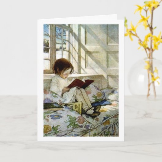 "Boeken in de Winter " Kaart (Gele Bloem)