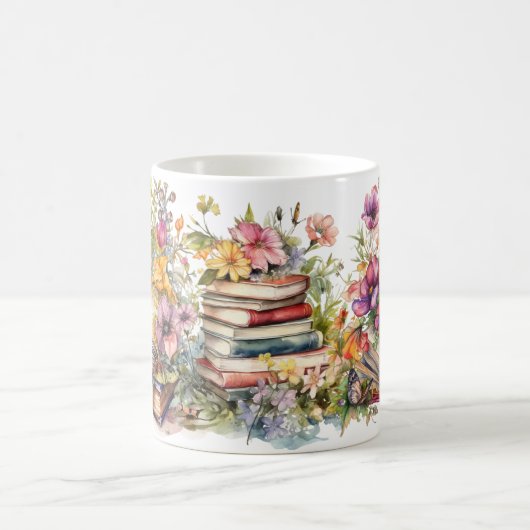 Boeken in een veld van wilde bloemen Mok (Center)