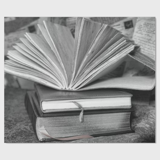 Boeken in zwart-wit cadeaupapier (Vlak)