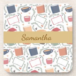 Boeken, kaarsen en thee bier onderzetter