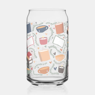 Boeken, kaarsen en thee blikvorm glas