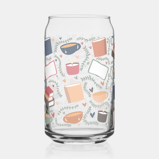 Boeken, kaarsen en thee blikvorm glas (Voorkant)