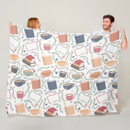 Boeken, kaarsen en thee fleece deken