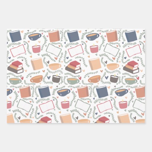 Boeken, kaarsen en thee inpakpapier vel (Voorkant 2)