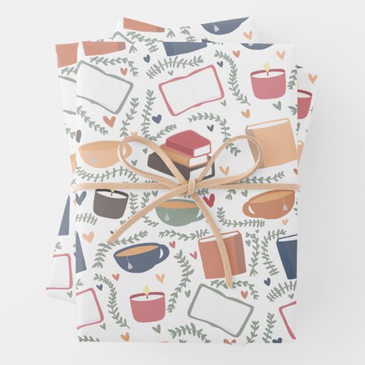 Boeken, kaarsen en thee inpakpapier vel (In situ)